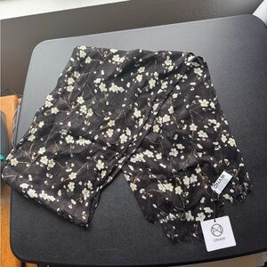 Black Floral Scarf